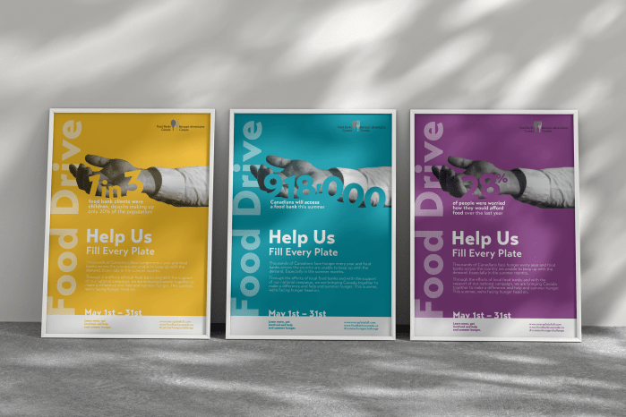 Image of three posters advertising a Food Bank Drive